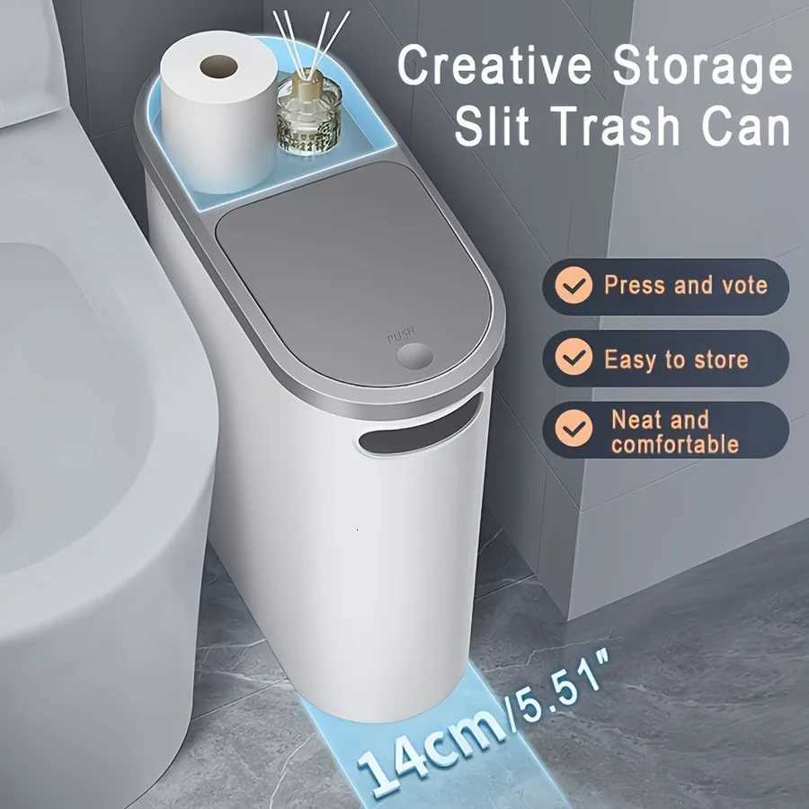 2/1 Pack Bathroom Trash Can Small and Durable Plastic Trash Can with Built-in Handle Easy to Clean Rust-proof Space-Saving D C251120