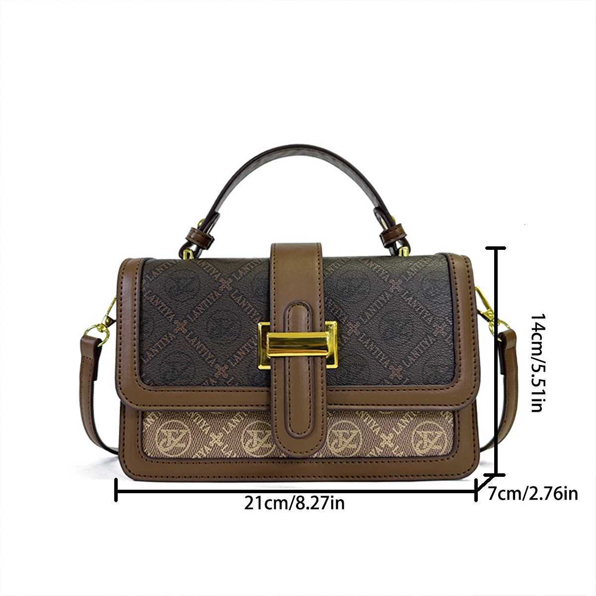 Vintage Letter-Print Crossbody Bag for Wen Quilted PU Trim Magnetic Flap Inner Zip Adjustable Strap for Daily Cmute Handbag Y251120