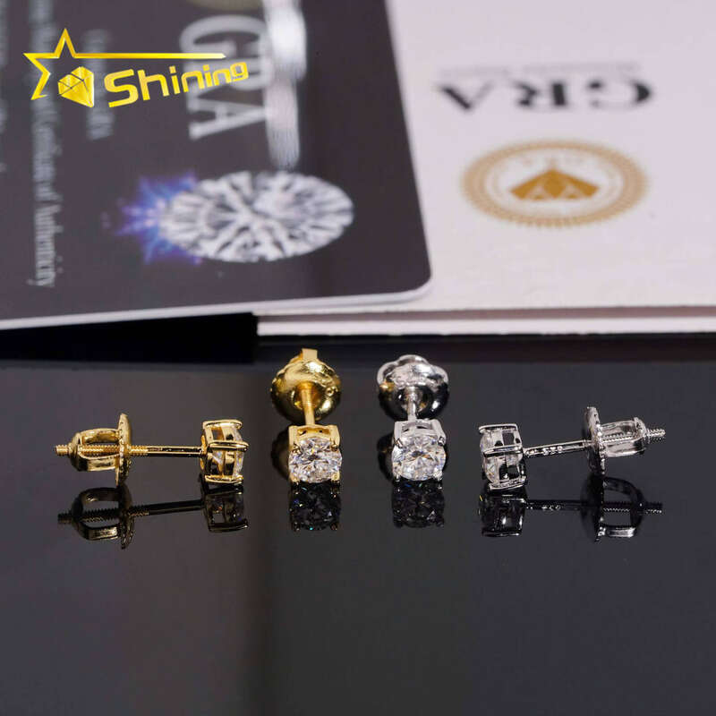 Loose Jewelry Pure Sier Round Cut 3mm Earrings Small Studs Making Vvs Miossanite Iced