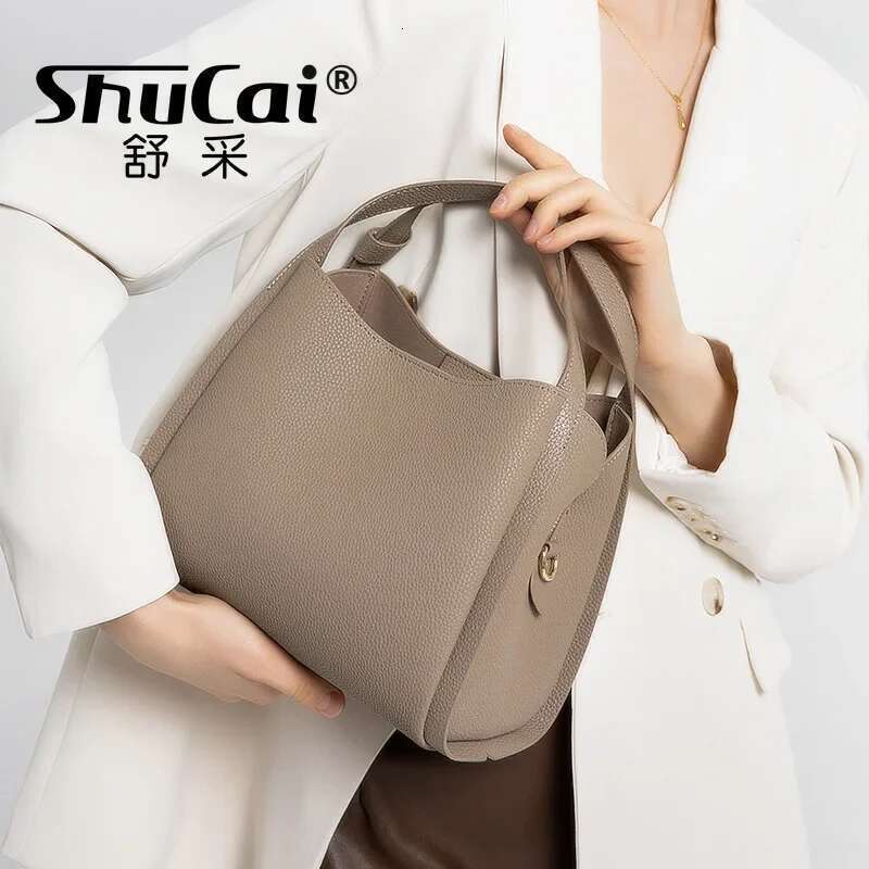 Genuine Leather Women's Handbag Shoulder Fashion Bucket Cowhide Crossbody Designer Bag For Women