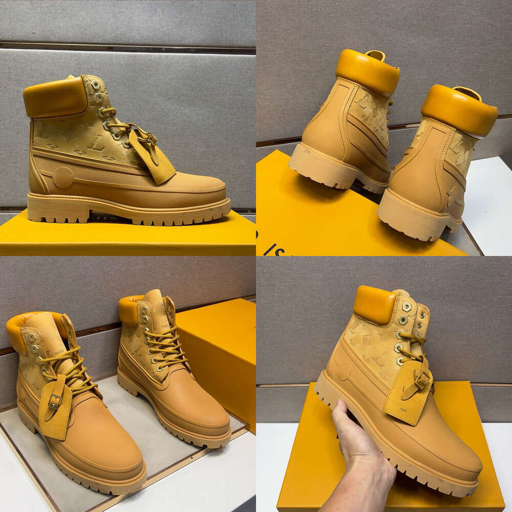 Luxury Designer Mens Martin tim land collaboration strap sneakers ankle Height Increasing Leather Suede calfskin Boots Men Autumn Winter Casual High Top man Shoes