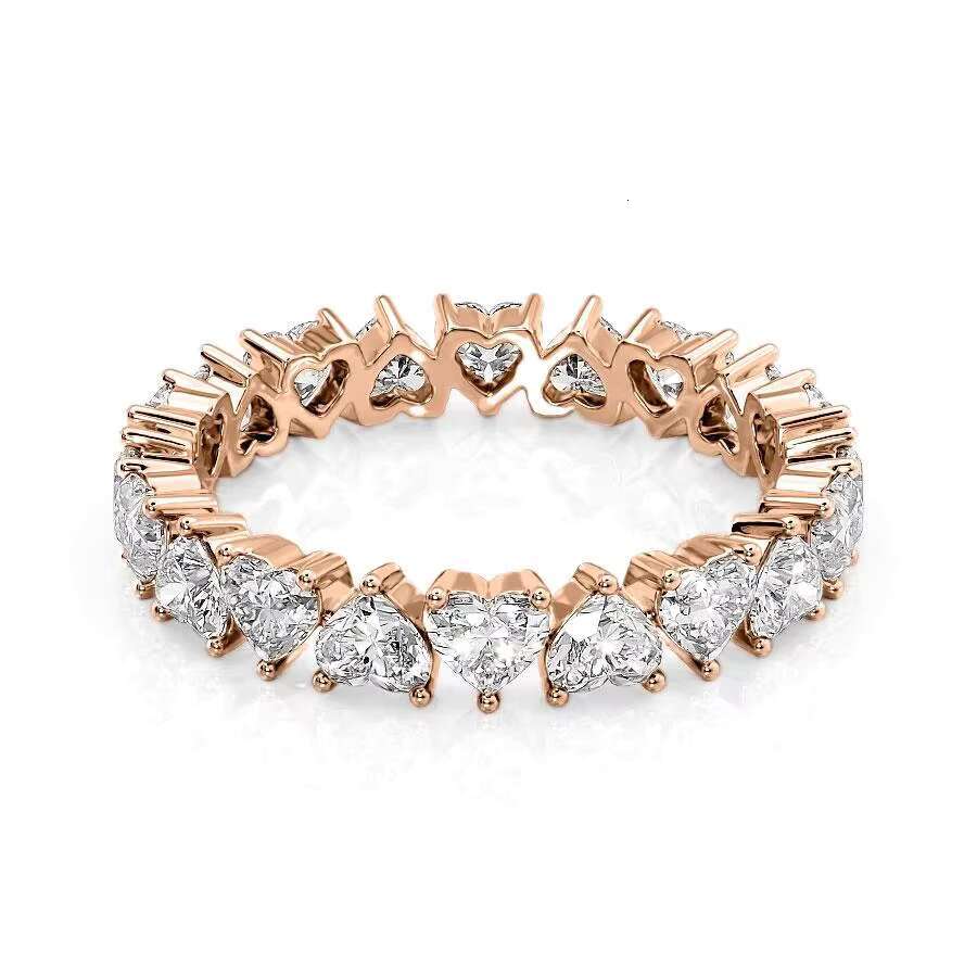 Engagement Ring 10k 14k 18k Solid Gold Heart Cut Moissanite Diamond Eternity Ring