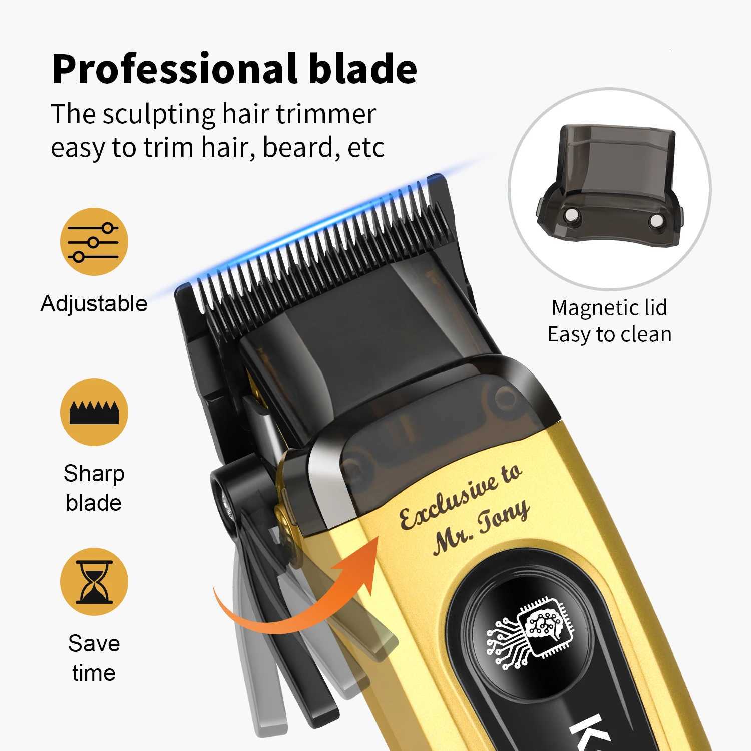 kemei km 90 4 Professional Hair Clipper for Men 11500RPM 10W Brushless Motor DLC Blade Base Charger Haircut Machine Hair TrimmerT251120