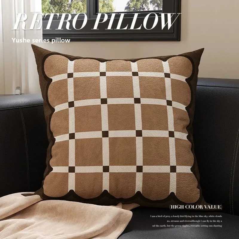 Pillow Case VintageNordic French Light Luxury Brown Cover Sofa Living Room Cushion Cover Premium Bedside Waist Back case C251120