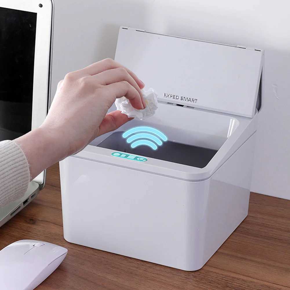 Electric Sensor Desktop Trash Can Portable Automatic Garbage Bin with Lid 4L Storage Bucket Battery/Rechargeable for Car Outdoor C251120