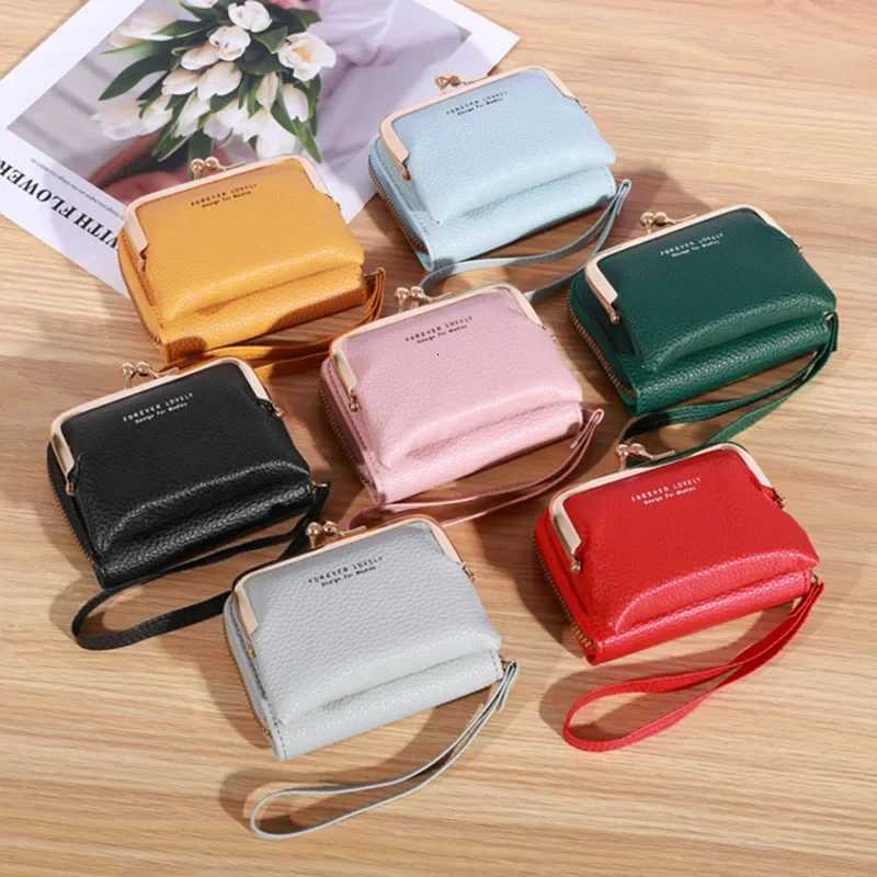 Womens Wallet Fashion Wrist Strap Short Coin Money Wallet Large Capacity Coin Clip Bag Card Positions Card Bag Money ClipW251120