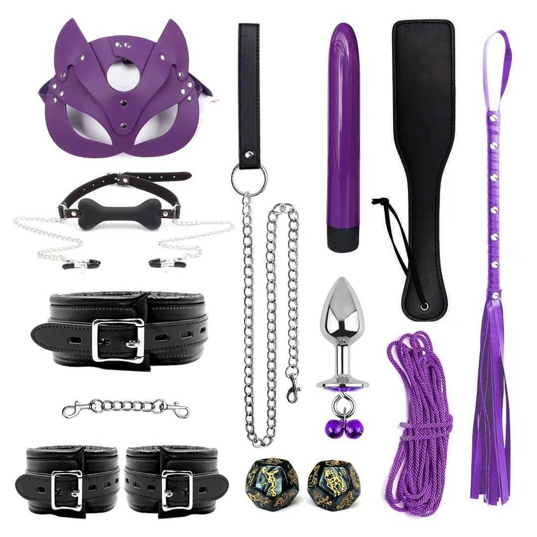 BDSM bondage restraint set sex bracelet whip anal bead butt plug anal plug bullet vibrator female adult S M fetish sex toyXJ250420
