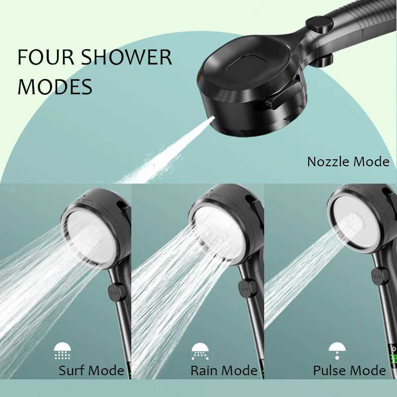 Intelligent Temperature Display LED Shower Head High Pressure 4 Modes Adjustable Rainfall Shower Water Saving Bathroom AcessoryM251120