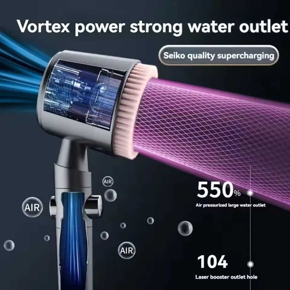 5 Function Bathroom Handheld Brushed Shower Head with Stop Button Spa Filter Showerhead with Hose and Holder Shower Nozzle SprayM251120
