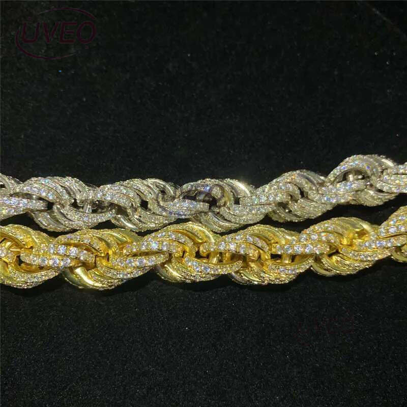 Twisted Moissanite S 10k 14k Solid Gold Hip Hop Men Jewelry Cuban Necklace Iced Out Vvs Dia Rope Chain Free delivery