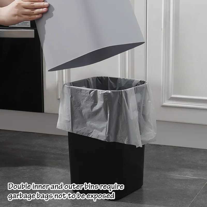 Advanced Uncovered Home Garbage Bin 10L Large Capacity Bedroom Toilet Trash Can Creative Inclined Mouth Design 2 Layer Dustbin C251120