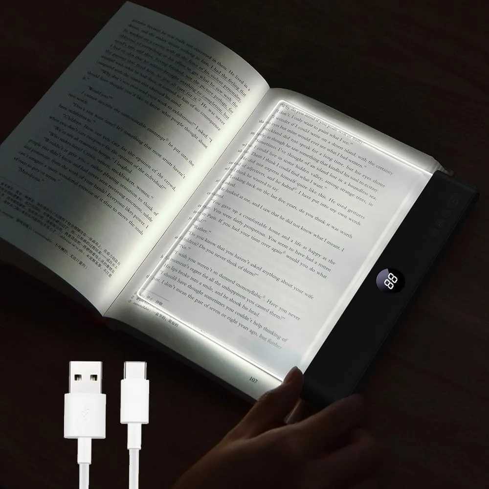 LED Flat Panel Book Light USB Charging Eye Protection Night Vision Reading Lamp for Students Indoor Use 2 in 1 Night Lights M251120