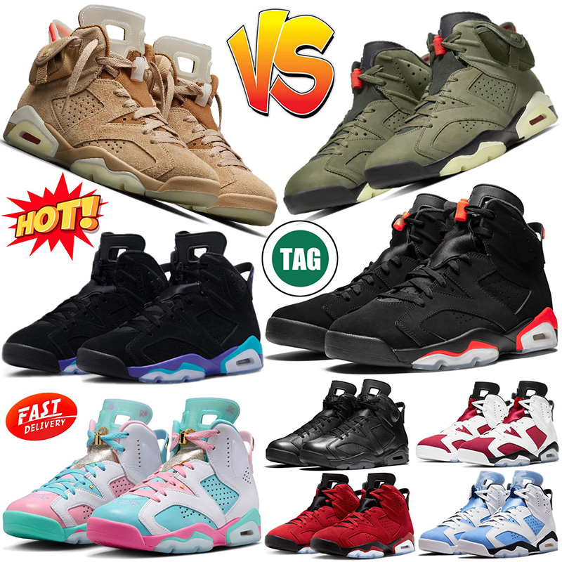 With Box Cap and Gown 6s Designer Basketball Shoes 6 Olive British Khaki Aqua Doernbecher UNC Infrared Chrome Maroon Mens Trainers Outdoor Spotrs Sneakers