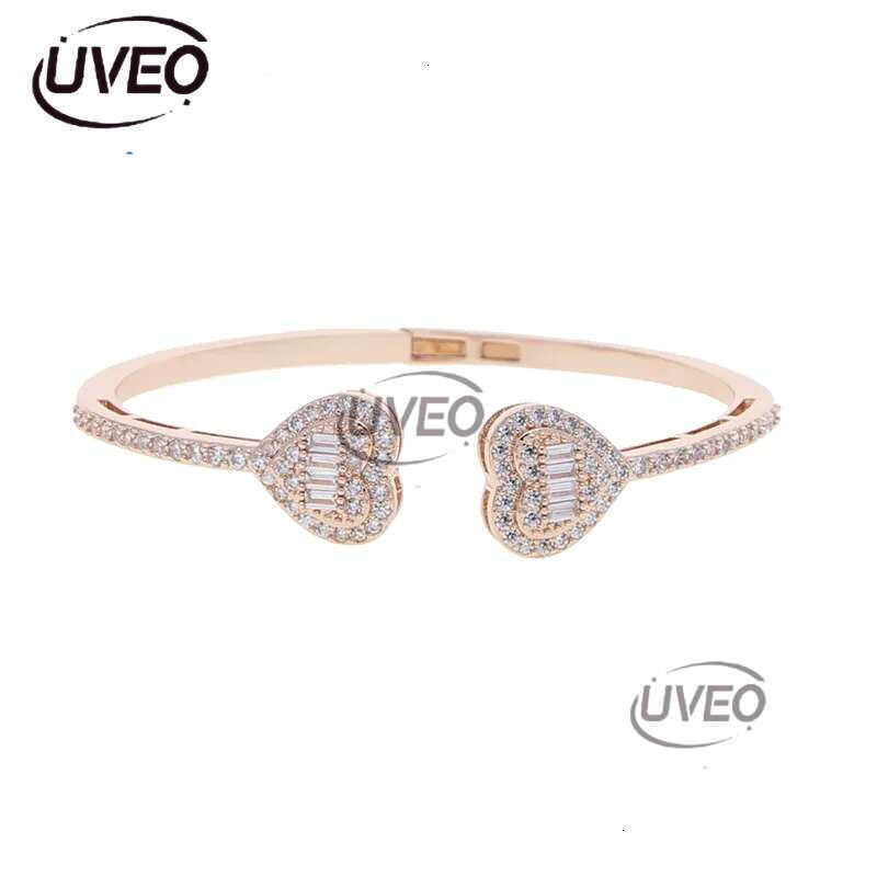 Free Shipping Heart Love Shape Adjustable Bangle Bracelet Women Men Hip Hop Iced Out Bg Cubic Zirconia Couple Jewelry Gift