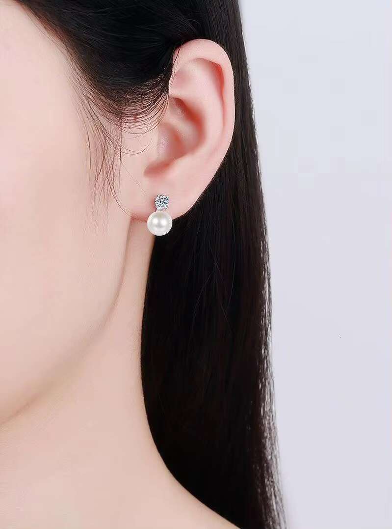 Classic and pure sier spodumene freshwater pearl earrings, fashionable "eternal love" party gift
