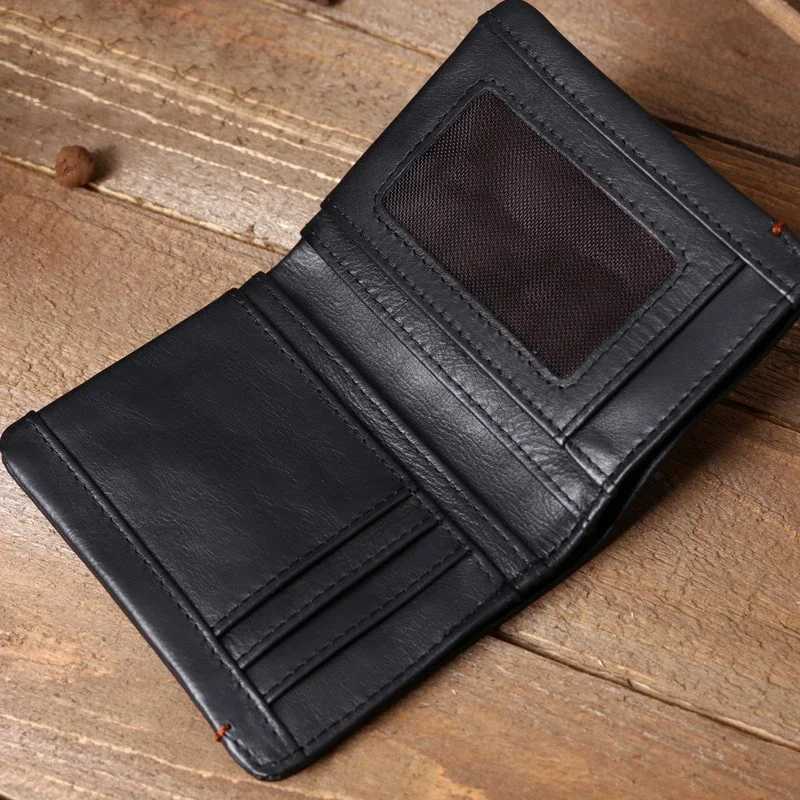 Top denim wallet soft leather wallet mens credit card holder luxury wallet black fashionable mens simple wallet W250419