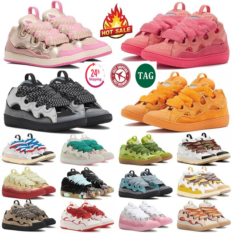 mens womens designer shoes leather curb sneakers embossed Mother and Child pink green Nappa calfskin platform rubber sole casual black blue trainers