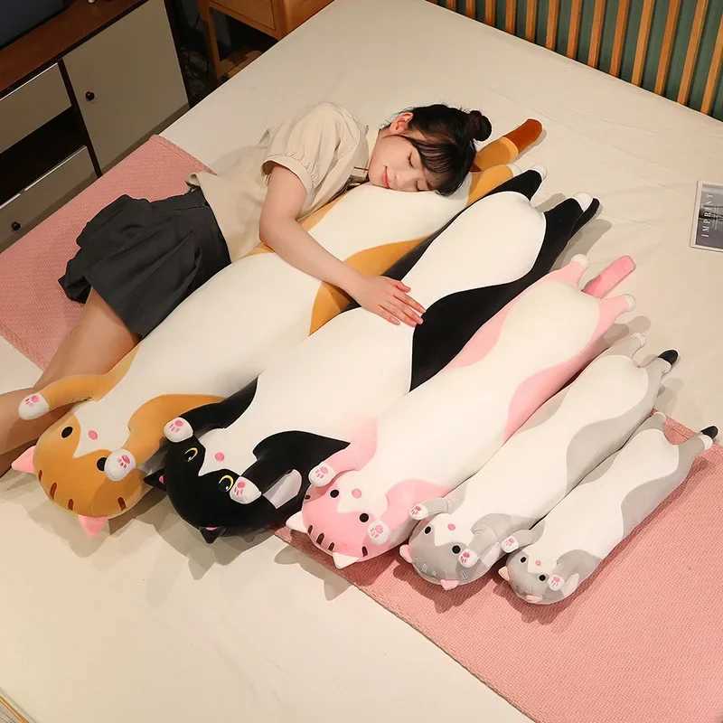 50cm Funny Joy Cute Soft Long Cat Plush Toys Pause Office Nap Pillow Bed Sleep Home Decor Doll for Kids Girl Gift G251120