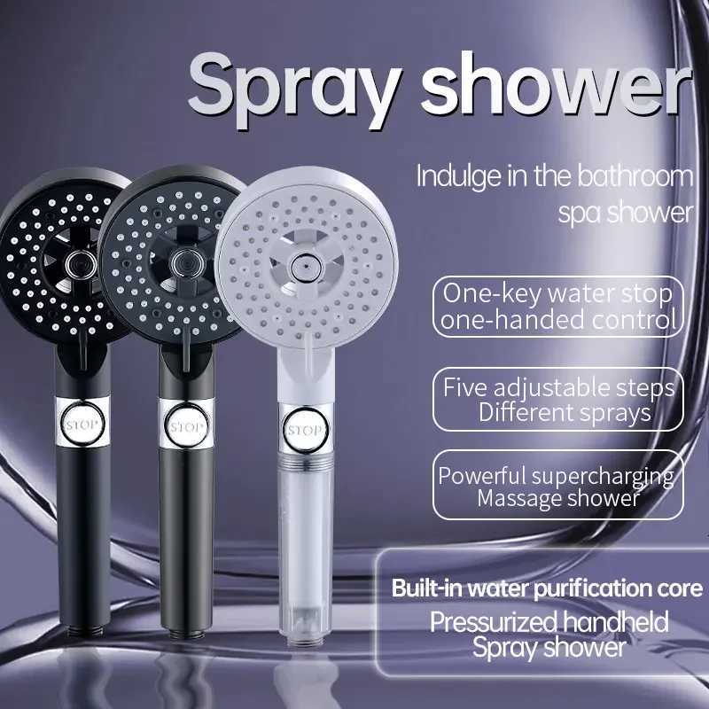 Handheld High Pressure Shower Head with Purifying Spray Super Mist Nozzle for Home Bath Boosting Water Flow Chlorine RemovalM251120
