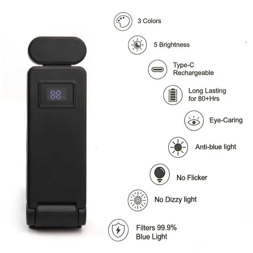 USB Charging Clip Reading Light Bookmark Light Folding Clip Book Light LED Reading Lamp Mini Desk Lamp Eye Protection Book Lamp M251120