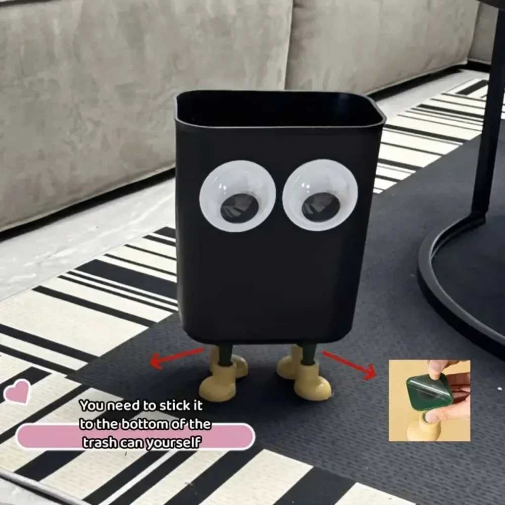 Funny Big Eyes Trash Can with Feet Garbage Bin Home Office Rubbish Bin Bathroom Garbage Container Waste Bucket Kitchen Dustbin C251120