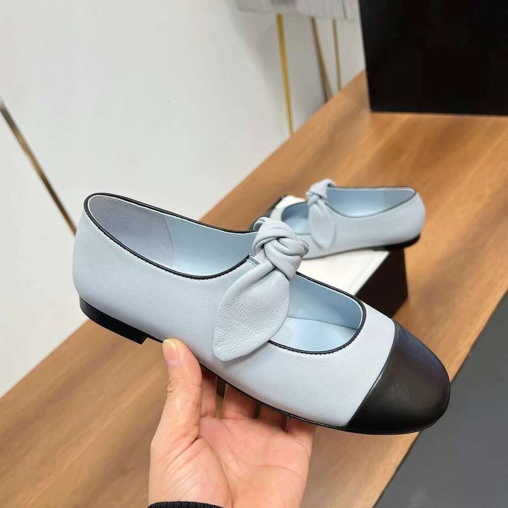 New Women Size35-41 Genuine Leather Ballet Flats Butterfly Knot Round Toes Mixed Colors Designer Shoes atillas De Mujer