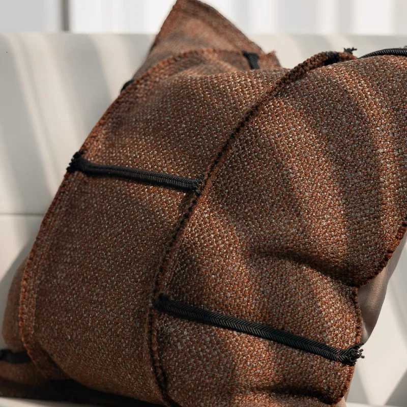 Pillow Case Brown Black Stripe s Check Patchwork Cushion Case Retro Luxury Decorative Cover For Sofa Chair Home Decorations C251120