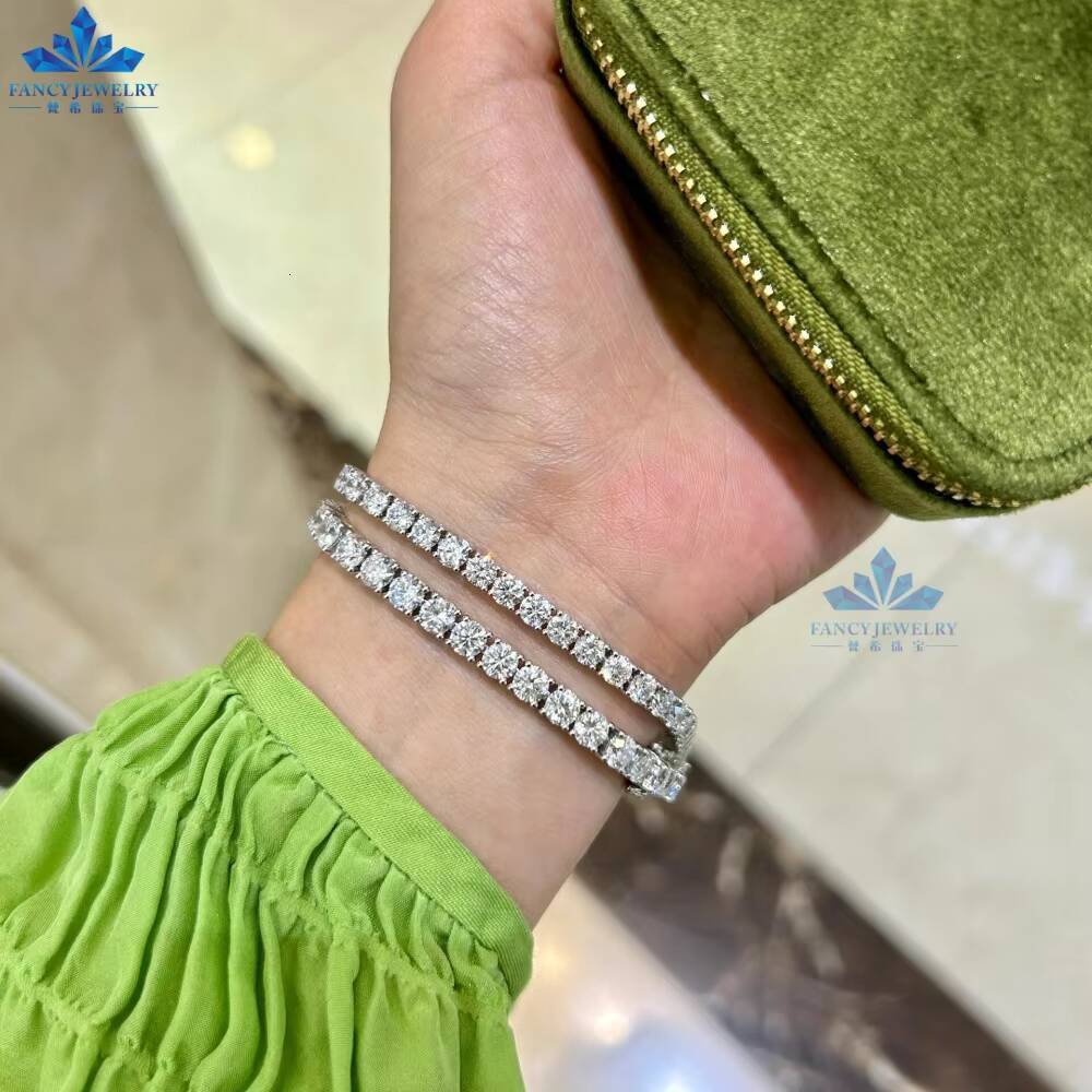 Factory Custom HPHT CVD IGI 10K 14K White Gold Tennis Bracelet Necklace Chain 2mm 3mm 4mm 5mm Lab Grown Diamond for Women