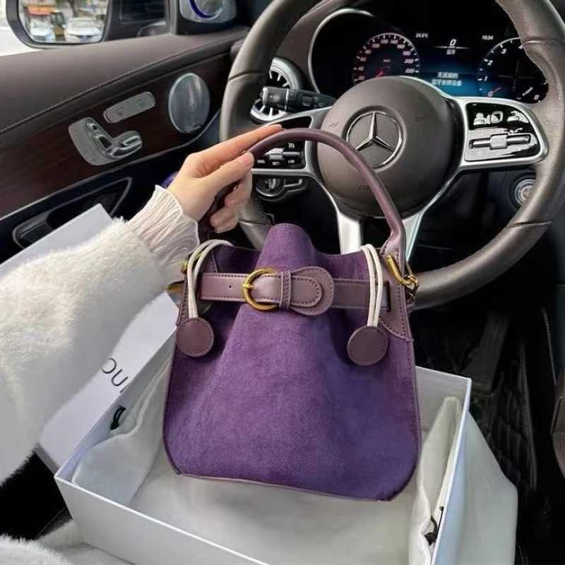 Purple Bucket PU Casual Fi No Zipper Soft Shoder Bag 2025 New Cmuter Ready Crossbody Bags Wen Mini Loose Handbag Y251120