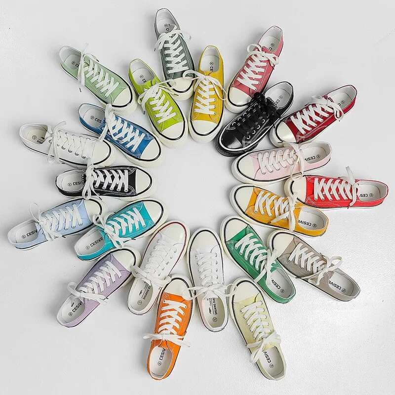 New Arrival Summer Fashion women Flats All Black White Red Casual womens Canvas Sneakers Lace-Up Shoes