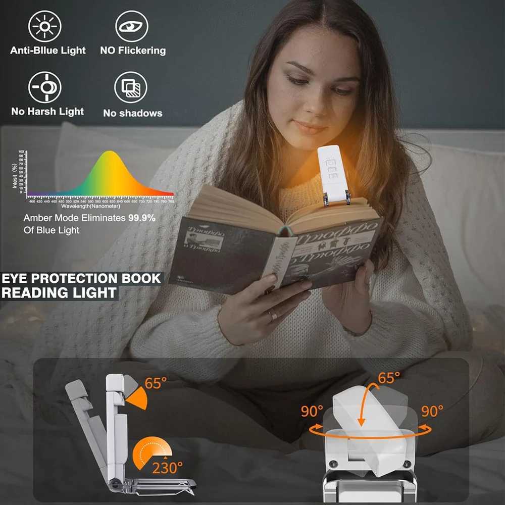 Reading Light Book Lights for Reading in Bed Rechargeable Reading Lamp with 3 Color Mode 5 Brightness for Kids Nighttime Readers M251120