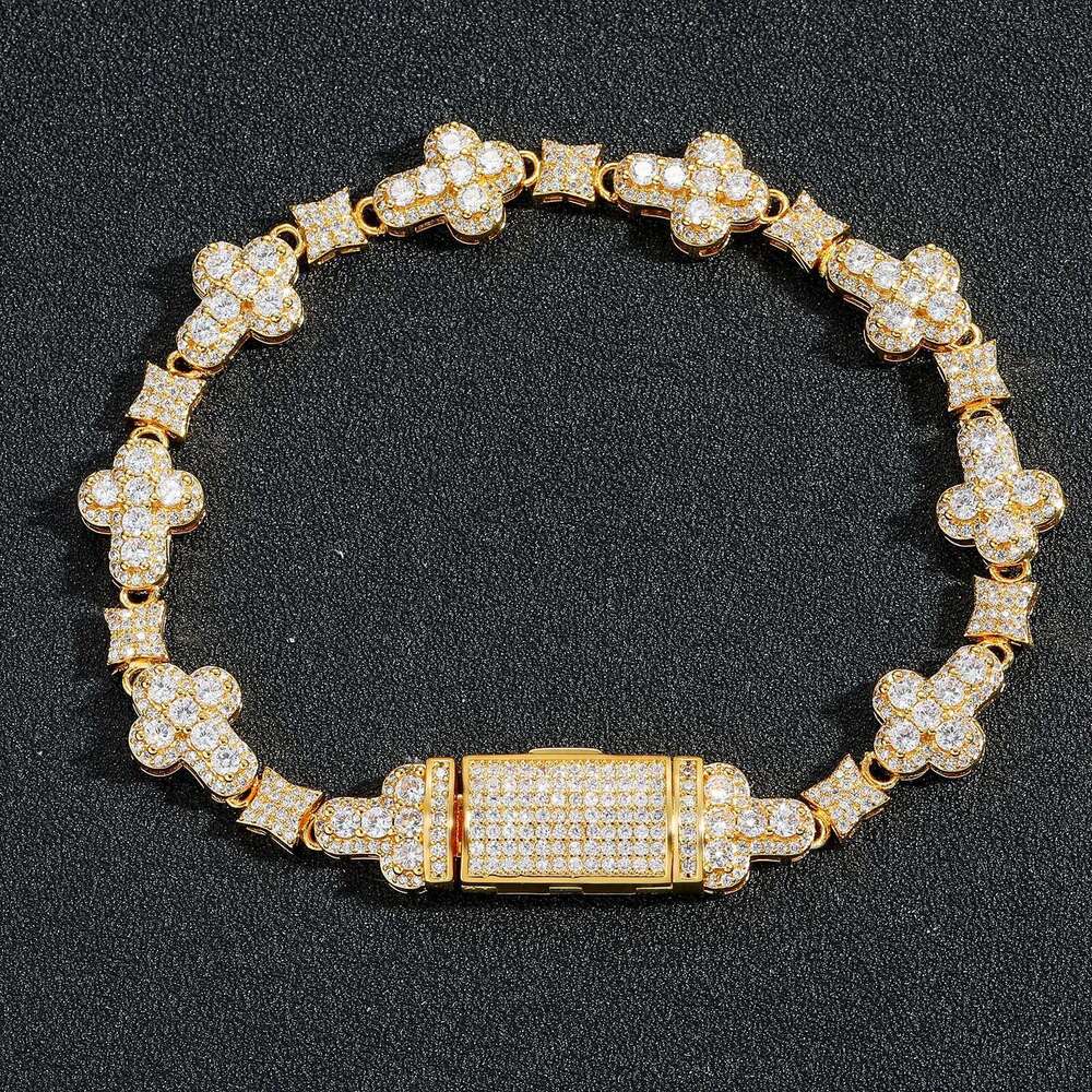 Luxury Hip hop 10mm cross Ice out VVS Moissanite bracelet for men, women, fashion Free delivery