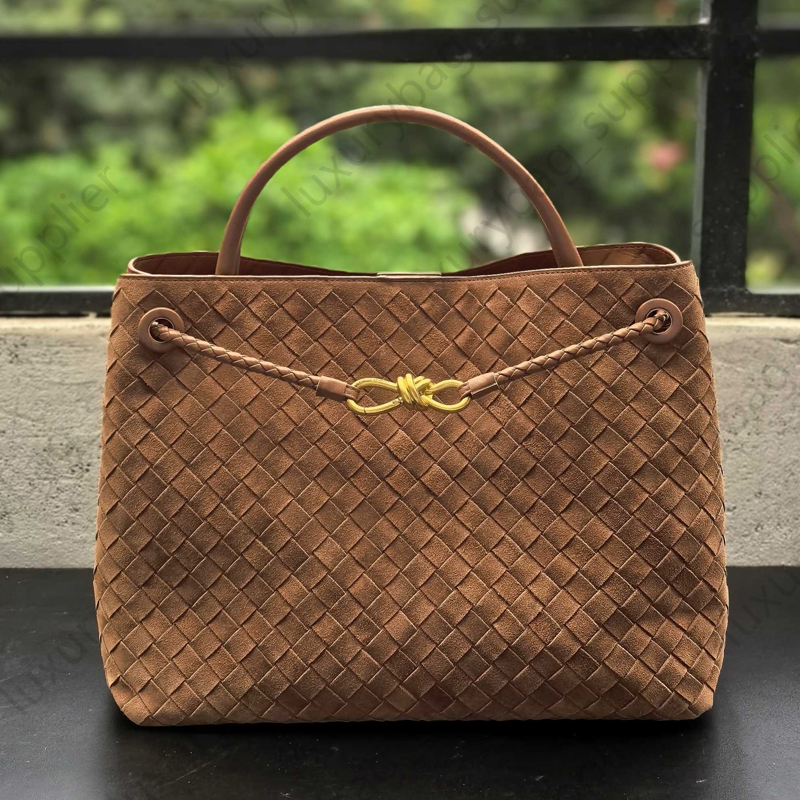 Tote Handbag Woven Suede Handbag Frosted Cowhide Suede Large Bag Vintage Bag Plain Color Hand Bag Hobo Shoulder Bag Luxury Purse Mirror Quality Sac De Luxe Luxury Bags