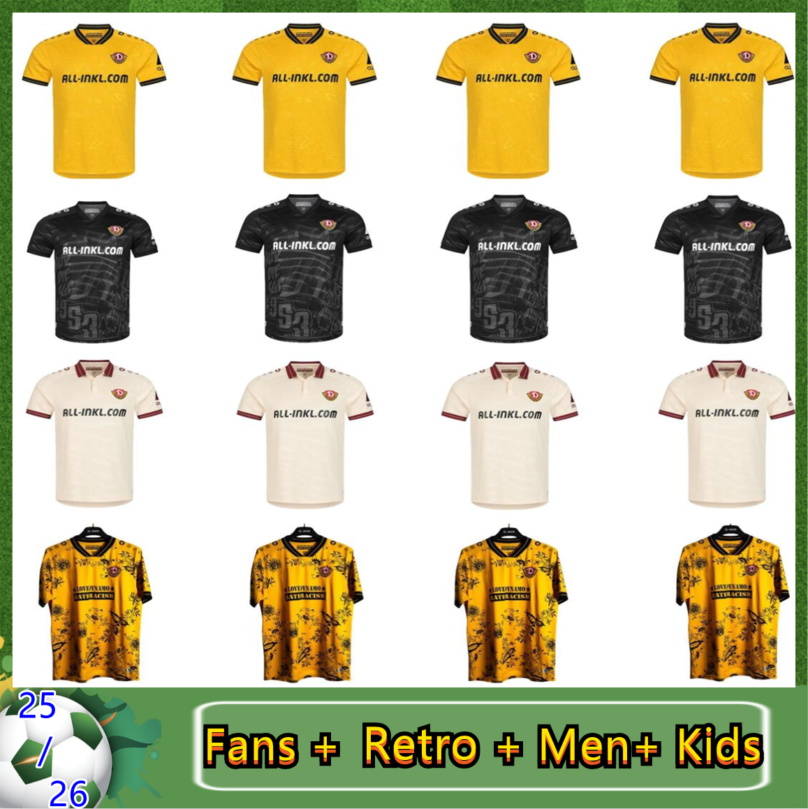 Dafener Dynamo Dresden Soccer Jerseys 2025-2026 - Football Shirts Uniforms with Kammerknecht, Hauptmann, Kother, Froling, Bunning, Boeder, Kutschke, Amoako