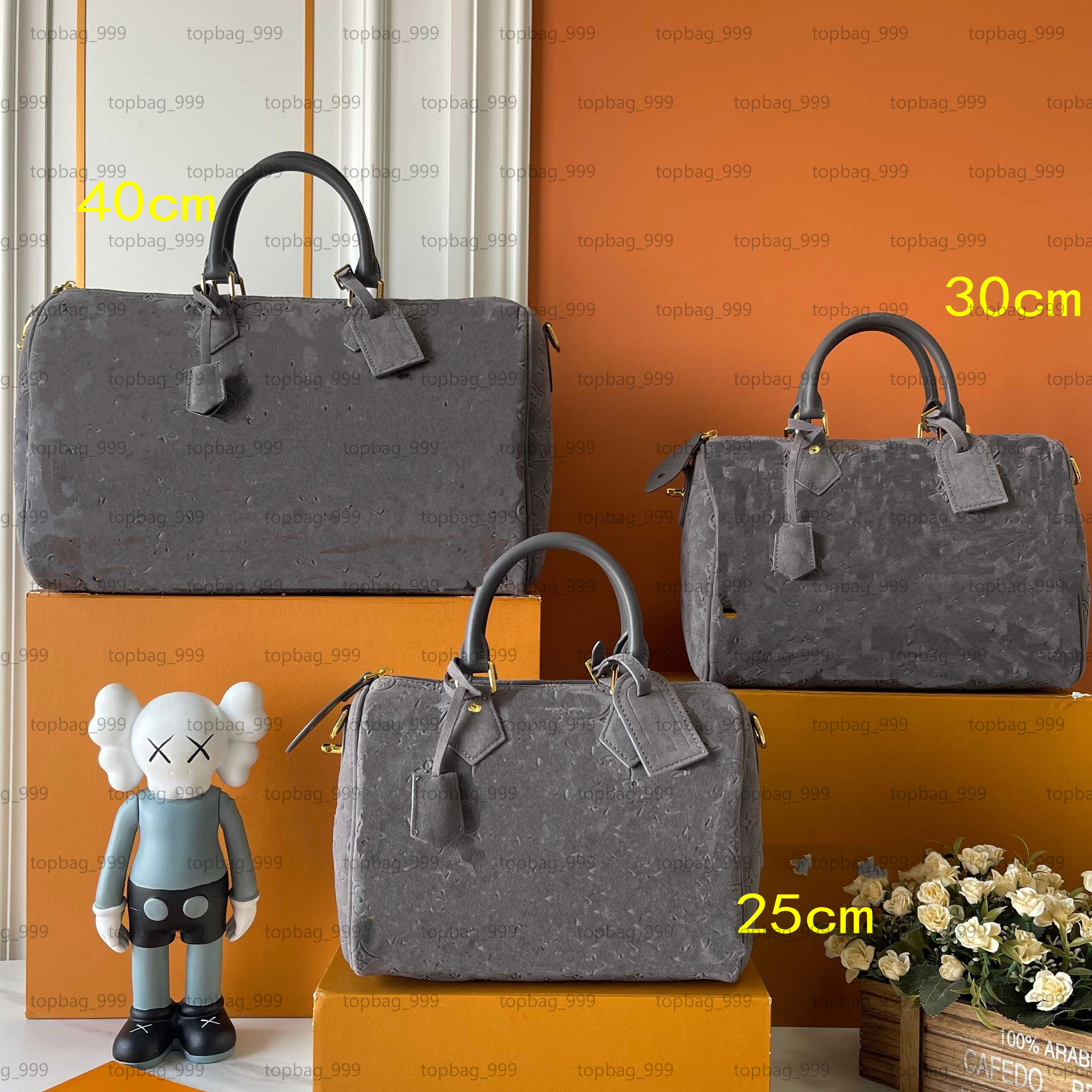 Grey Suede Leather Crossbody Shouder Bag Women Luxury Designer Makeup Pillow Totes Handbag Card Holder pouch Travel outdoors 25/30/40cm