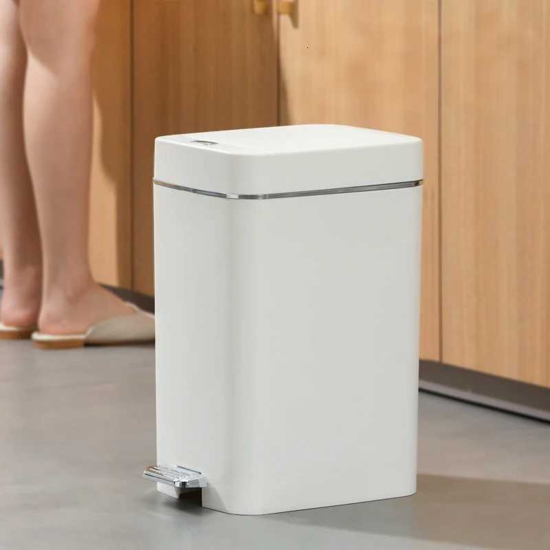1 Pack Large Capacity Trash Can Press Foot Pedal To Open Lid Paper Basket Storage Bin Office Bedroom Living Room Bathroom C2511200