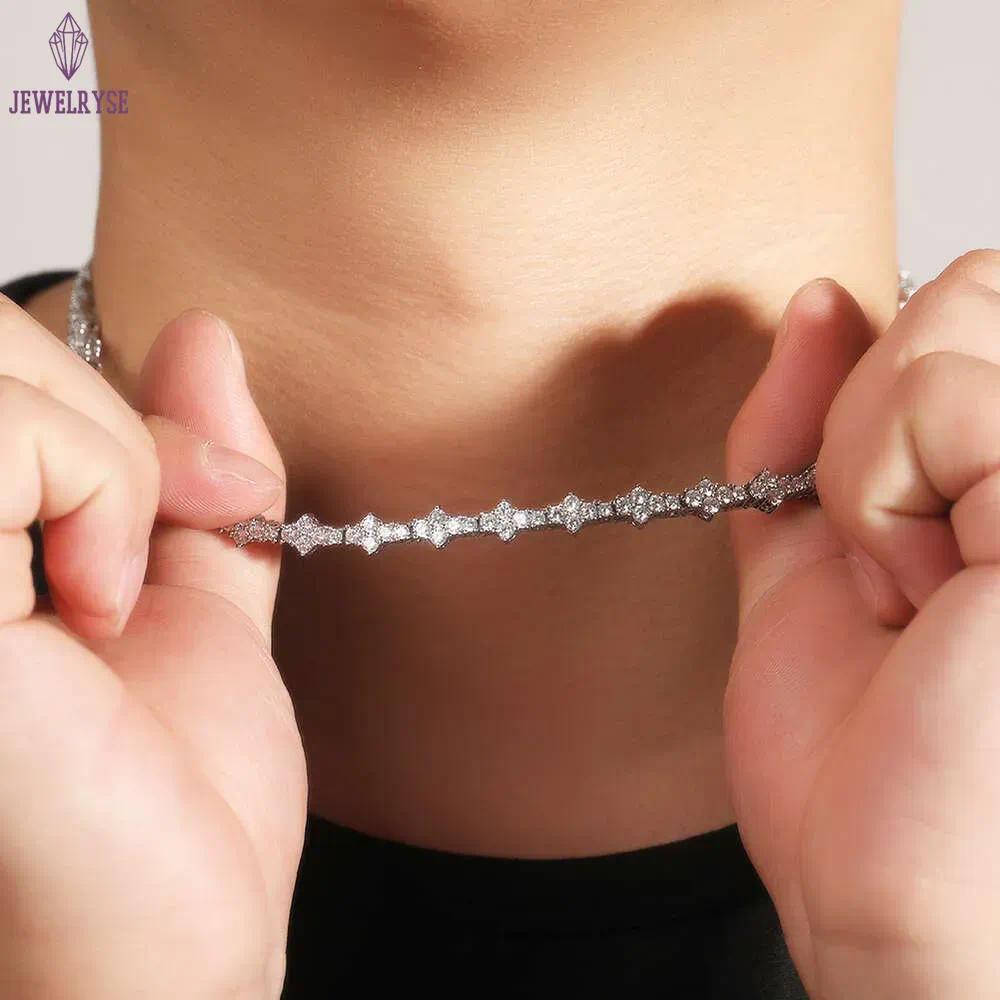 Personalized Tennis Chain Men's Hip Hop Necklace Hiphop Spring Buckle Chain Jewelry GRA moissanite diamond 18k gold sterling silver cuban link ch