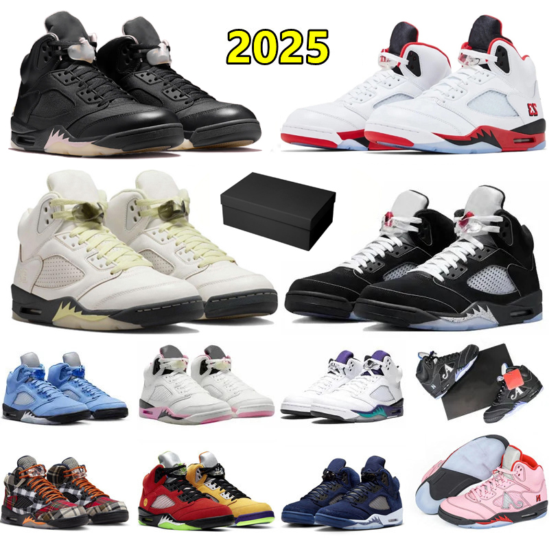 With Box Designer 5 High 5s Mens Basketball Shoes Black Metallic Reimagined Fashion Sports Flat Platform Shoe Men Trainers Sports Sneakers Jogging XF