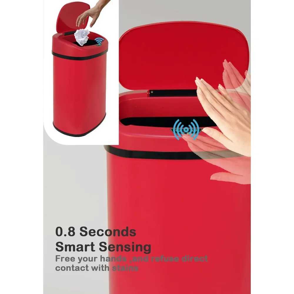 large 13-gallon stainless steel kitchen trash can with motion sensor and touchless operation C251120