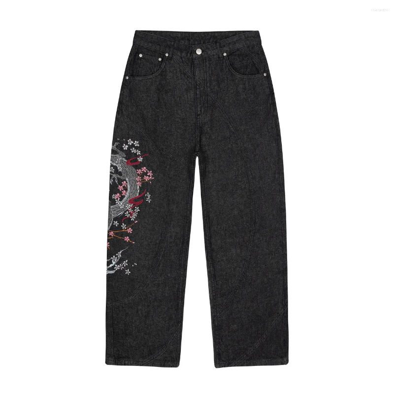 Women's Jeans Y2K Vintage Art Embroidery Unisex Retro Distressed Wide Leg Denim Pants Streetwear Casual Fashion Trousers Z260313