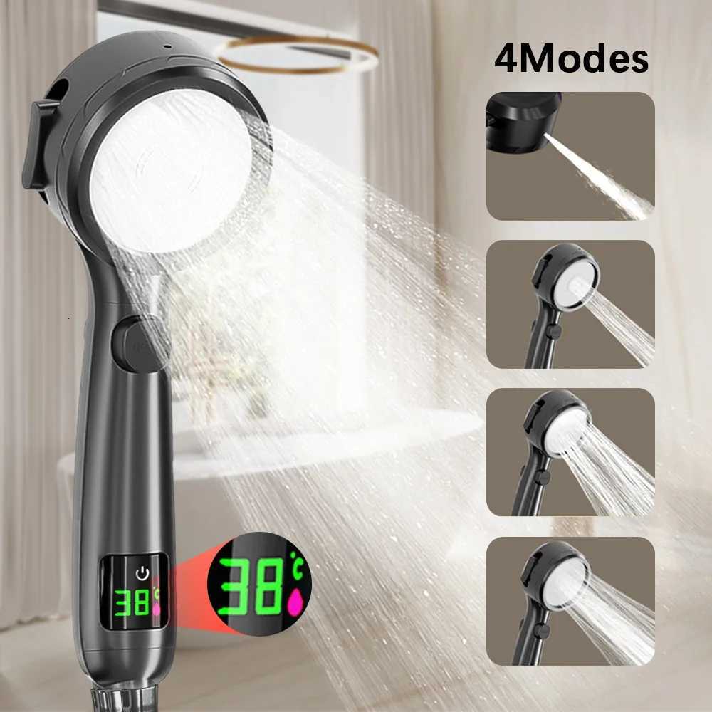 Digital Display Shower Head High Pressure Handheld Bathroom Shower Water Saving Shower Heads 4-Modes Spray Bathroom AccessoriesM251120