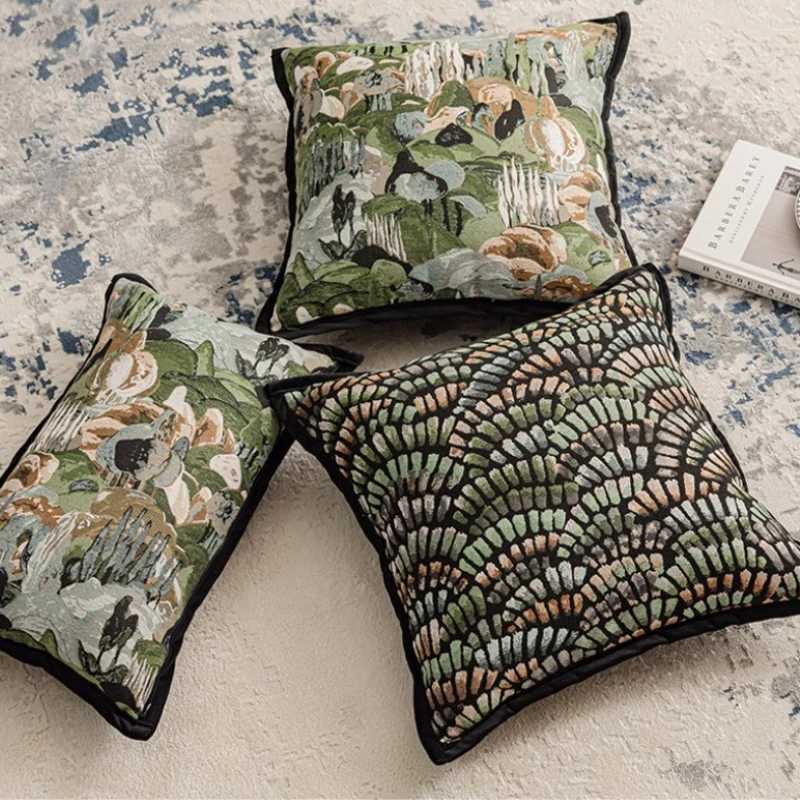 Pillow Case Itan Luxury Jacquard Cushion Cover Modern Tropical Forests Covers Decorative Texture Design Home Decor Sofa case C251120