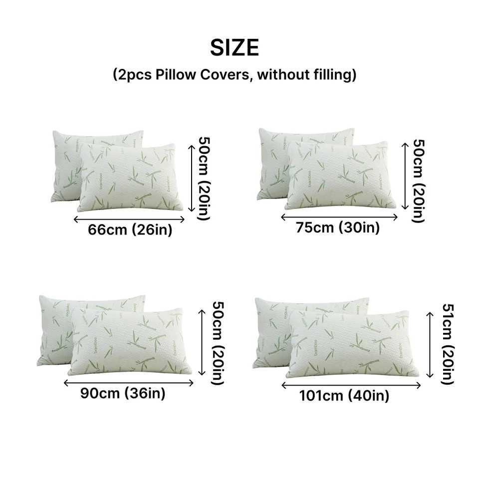 Pillow Case 2pcs Waterproof Bamboo cases Without Core Cooling Soft Anti-bacterial Protectors With Zipper Cover C251120