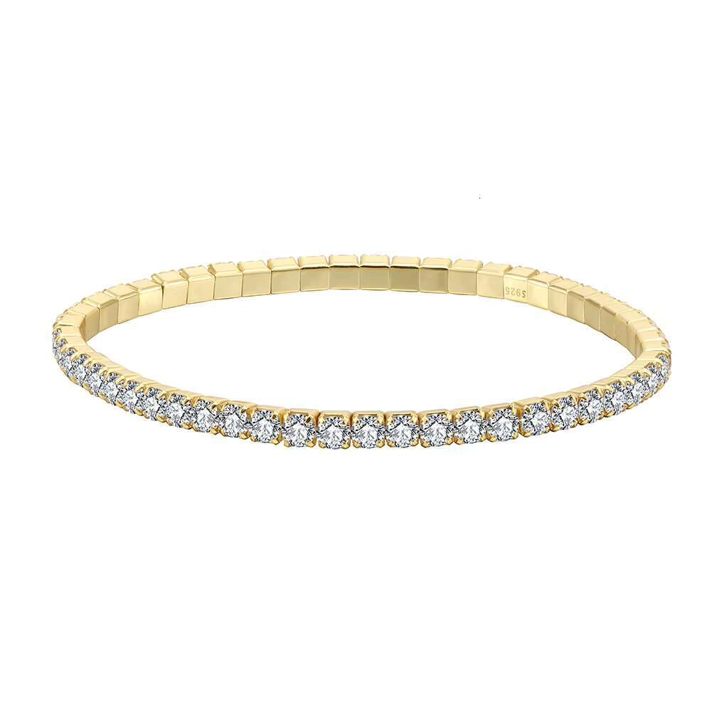 RINNTIN SB217 Exquisite 3mm Stretchable Tennis Bracelet, Sparkg Sier Bracelet for Women's Accessories