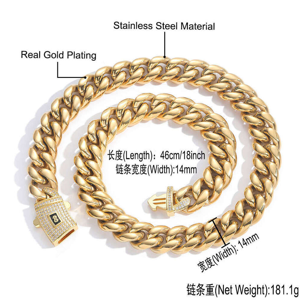 Luxury Designer 6mm-14mm Sterling Silver Necklace Encrypted 14K Gold Cuban Inlaid Ice Out VVS Moissanite Necklace Bracelet Free shipping