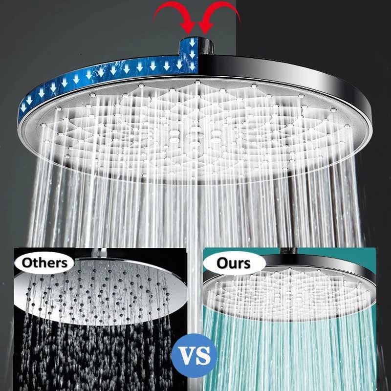25 CM Large Flow High Pressure Ceiling Mounted Shower Head 5 Modes Big Panel Spray Nozzle Rainfall Supercharge Bathroom ShowerM251120