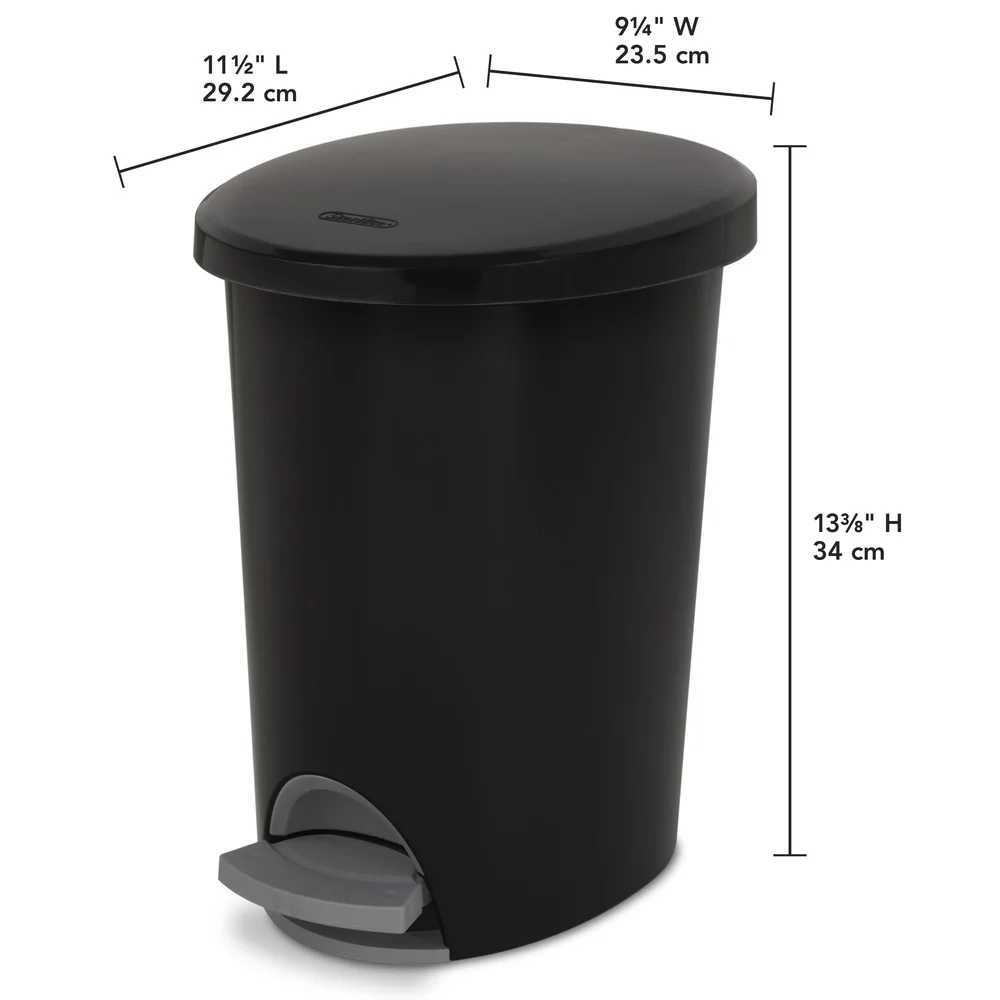 Hands-Free Step-On Plastic Trash Can Slim Oval Wastebasket Ideal Bathroom Bedroom Home Office Odor Control Removable Liner C251120