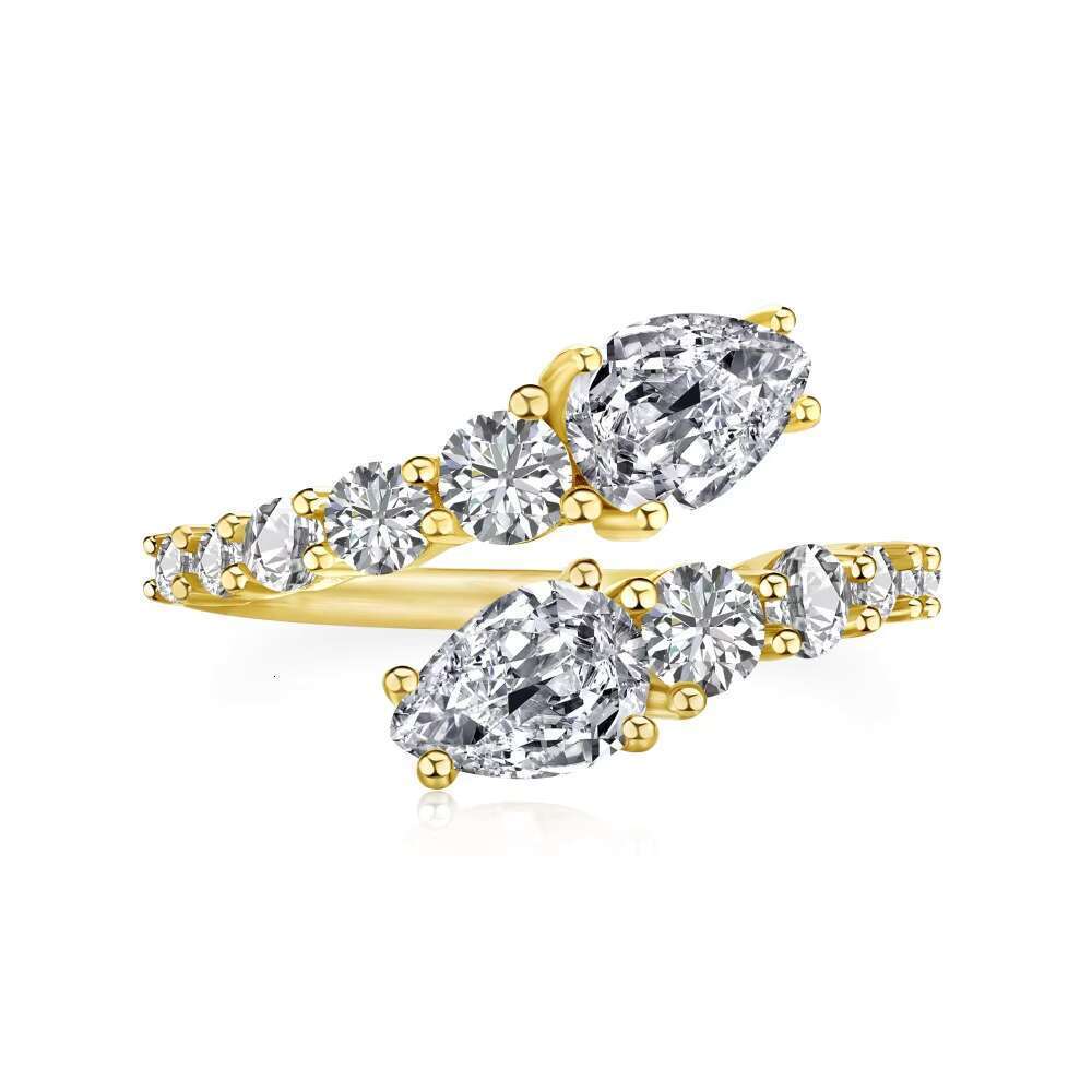 DHCollections Fashion Adjustable Open Ring with Crystal Accents Snake Design Silver Tone Band Jewellery for Women Size 5-9