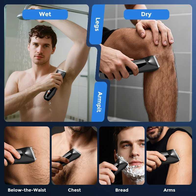 Sejoy Men WetDry with LCD Display Rechargeable Haircut Machine Charging Base Hair Trimmer Intimate Hair ClipperT251120
