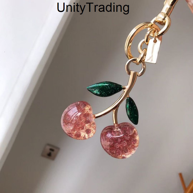 Wallet keychain cherry Bag charms Co ch designer Tabby chain purse charm keyring red black cystal fashion cute bag accessories small cherry charm ke coachlies 24X8